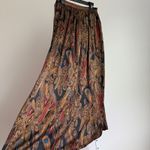 Linda Allard Ellen Tracy *Rare 100% Silk Maxi Skirt Feather Print Vintage Size 4 Black Photo 4
