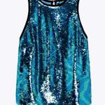 ZARA New  9341/103 Top Sequined Shirt Blue Green Abstract Swirl Sequins NWT Photo 2