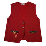 Vintage Koret‎ Sweater Vest Medium Red Wool Blend Novelty Belted Knitwear Photo 0