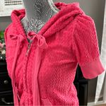 Juicy Couture  Y2K Pink Terry Short Sleeve Zip Hoodie Medium Paris Hilton Classic Photo 4