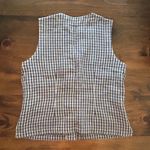 Eddie Bauer  100%‎ Linen Women's Vest Blue White Gingham Check Button Up Medium Photo 4