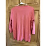 L.L.Bean Top Women's Medium Pink Henley Pleated Bib Front Supima 3/4 Sleeve Photo 4