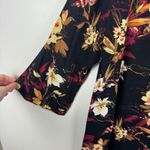 J Jill Floral Bird Cardinal Blouse Medium Artsy Rayon Lightweight Boho Flowy Black Photo 2