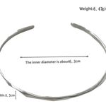 Boutique NEW Hammered‎ White Gold Plated Sterling Silver Skinny Cuff Bracelet, Adjustable Photo 12