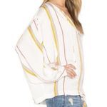 Frame  Denim Le Raglan Blouse Saffron Stripe Lace Up Peasant Blouse Sz S Photo 7
