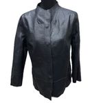 Chico's Jacket Kimberly Reversible Midnight Lava Leather Animal Snake Print L Photo 4