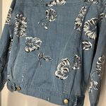 vintage festival feminine Denim Jean Jacket Button Font Floral Small country Blue Photo 5
