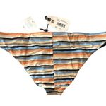 prAna  Bikini Bottom Gemma Reversible Water Stripe Orange Blue Black L Photo 3