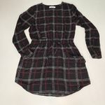 ALC Frank ALC Simona Plaid Long Sleeve Mini Shirt Silk Dress Black 4 Photo 2