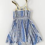 Jaase  Women's Mini Dress XS Blue Crochet Smocked Floral Rayon Boho Photo 1