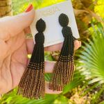 Amrita Singh Black Gold Seed Bead Tassel Earring Photo 2