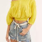Free People Dancing Till Dawn Off the Shoulder Top Blouse Citrus Honey Photo 10