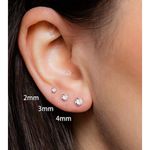 18k Rose Gold CZ Barbell Earrings Pink Photo 1