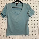Escada Exclusively for Neiman Marcus Tee Top Ruched Sleeve Blue Size M Photo 0