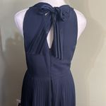Gap Banana Republic Navy high neck tie back pleated cutout skirt midi dress Photo 1
