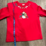 Bechamel Red Embroidered Winter Holiday Sweatshirt Women’s Size Small Photo 5