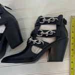 Rebecca Minkoff NWT  Black Leather Seavie Cutout Dog Clip Bootie Strappy Heel 9.5 Photo 4