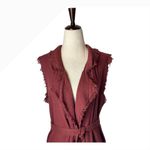Moon River Moon‎ River Vest Women Small Red Linen Sleeveless Duster Belted Trench Lagenlook Photo 3