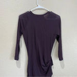 James Perse  Fig Purple Brown Cotton Midi Dress Ruched Scoop Neck Size 1 US Small Photo 7
