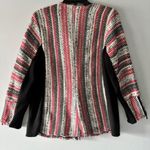 Chico's 3 XL Red Black White Herringbone Asymmetrical Zip Jacket Contemporary Art Photo 1