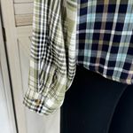 Cato  Patchwork Multi Plaid Button Up Shirt XL Rayon Long Sleeve Photo 5