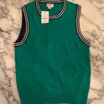 J.Crew NWT Kelly Green Navy Contrast-trim sweater shell XS holes in left seam Photo 2