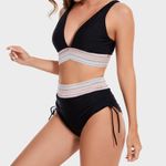 Blooming Jelly NWT Bikini Set Size XL Black High Waist Swimsuit Retro Stretch Photo 6