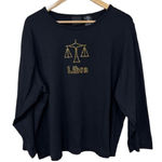 New Visions Black Orange Libra Rhinestone Long Sleeve Shirt Size 18W Photo 0