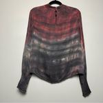 Cloth & Stone Horizon Dye Mock Neck Blouse Red Gray Ombre Top Women’s Size M Photo 1