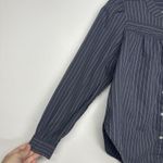 Loft  Petite XSP Women’s Navy Blue Pinstripe Button Front Blouse Long Sleeve Top Photo 1
