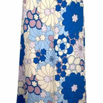 ZARA  Retro Floral Print Long Maxi Skirt Back Split Women Size M Blue BOHO Chic Photo 0