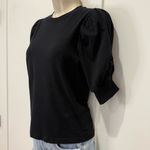frame denim Frame Frankie Tee Shirt Puff Sleeve Black XS Cotton Minimal Whimsigoth Chic Photo 3