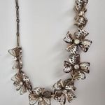 Vintage metal enameled bow rhinestone center short necklace choker Gold Photo 6