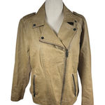 Sebby Faux Leather Moto Jacket XL Taupe Tan w/ Stretch Knit Sides Photo 0
