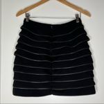 Aryn K . Zipper teeth medium Skirt Ruffle Trim Ponte Mini Skirt Black unique Photo 1