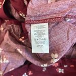 Loft  Burgundy Floral V-Neck Short Sleeve Ruffled Mini Button Shirt Dress Size 0 Photo 4