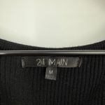 21 Main Black Ribbed Knit Top Medium Short Sleeve V Photo 3