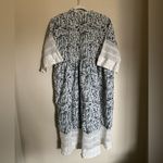 By Timo Floral Boho Embroidered Poplin Midi Dress Sz Medium Crochet Lace Trim Blue Photo 5