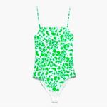 ZARA Green Abstract Animal Print Poplin Bodysuit Medium Trendy Chic Photo 11