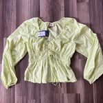 Universal Threads UNIVERSAL THREAD Puff long-sleeve tie front blouse Lime Green Photo 0