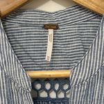 Free People Off Poplin Dress in Chambray Combo Size XS Linen Stripe Beach Boho Photo 4