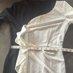 Womens Black & White Asymmetrical Ruffled Front Midi Dress 3/4 Sleeve Size S NEW Photo 7