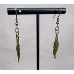 Handmade  Bronze Dangly Feather Earrings Photo 1