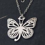 Letter J Initial Butterfly Necklace Silver Photo 4