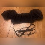 ZARA Off-the-Shoulder Puff Sleeve Criss Cross Self Tie Crop Top in Black Medium Photo 8