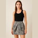 Cloth & Stone  Animal Print False Wrap Skirt Black Tan Sz M 100% Cotton NWT Photo 1