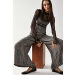 Free People  Wide Leg Marley Plaid One Piece Jumpsuit Size Medium NWT Grunge 90s Photo 2