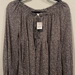 HASHTTAG Tie Front Grey Round Neck Balloon Long Sleeve Blouse Photo 0