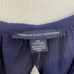 American Eagle  Embroidered Navy Off-the-Shoulder Cold Shoulder Top NWT AE Photo 4