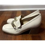 Nine West Loafer Chunky Heeled Chain Accent Off-White Shoes Women’s 9M Academia Photo 1